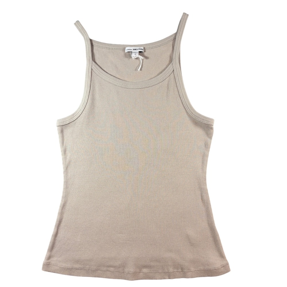 James Perse | Tan Cotton Ribbed High Neck Cami - Racerback | 2
